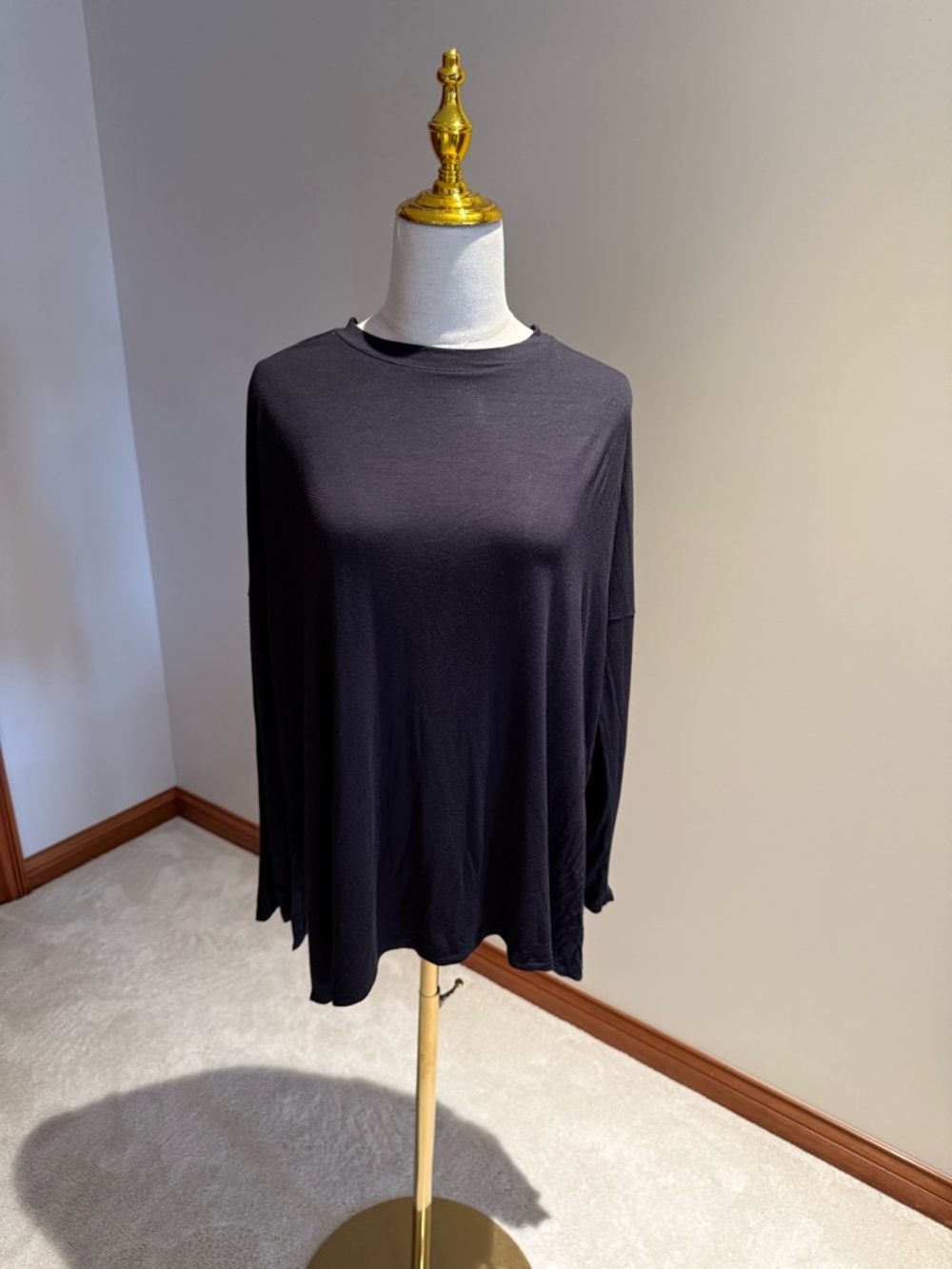 Maurices Black Long Sleeve Crewneck Top